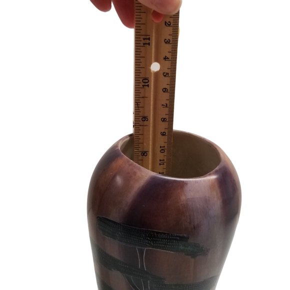 Stone Vase Hand Carved African Alabaster SIGNED Etched Scenes Gazelle Animal VTG - Picture 16 of 16